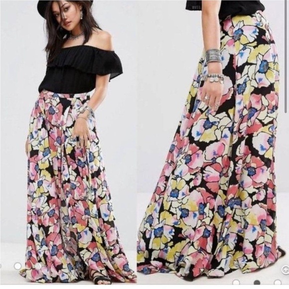 Free People Hot Tropics Floral Printed Maxi Skirt size 2 - Picture 7 of 8